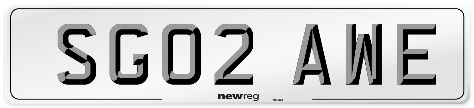 SG02 AWE Number Plate from New Reg